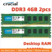 Crucial DDR3 8GB 2x 4GB PC3-12800U Desktop 1600MHz DIMM 240-Pin Memory RAM 4G 8G