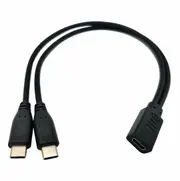 USB C Splitter Charge Cable,1 Feet USB Type C Female to 2 Dual USB Type C Male Y Splitter Extension Charging Cable, Only for Charging