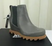 NIB SOREL Joan of Arctic III Waterproof Wedge Chelsea Boot US 8/39 Quarry (Grey)