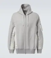 [Sacai] Sacai Cotton jersey and technical twill hoodie AU 84 grey