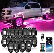 ZONECONA 20Pods Segmented RGB LED Rock Lights Kit with APP/RF Remote Control, Upgraded Multicolor Underglow Light Neon Music Mode Waterproof 12V Fender Lights for Trucks Pickup Jeep