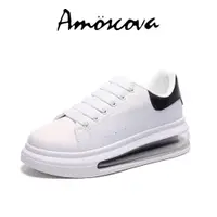 在飛比找PChome24h購物優惠-Amoscova 氣墊小白鞋 IG潮流 韓版氣墊鞋-黑(A0
