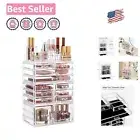 Clear Acrylic Makeup Storage Organizer with Dustproof Drawers - Stackable Van...