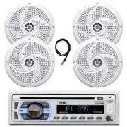 Pyle PLCD43MRB Marine Bluetooth CD Radio, 4x 5.25" 180W White Speaker, Antenna