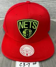 Brooklyn Nets Mitchell & Ness Hat Reverse Grinch Team Snapback Red Cap NWT