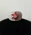 HSN sterling Silver Plated Ring Red Sapphire Size 7.5