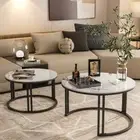 Set of 2 Stoned Nested Table Living Room Coffee Table Large Center Table Display