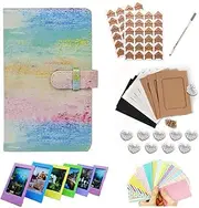 [LIFEBEA] 40 Pcs Instant Camera Accessories Bundle kit for Fujifilm Instax Mini 7 8 9 11 25 70 90 Link Include Sticker, Album, Corner Sticker, Frame, Photo Stand for Christmas, Valentine Day (Oil Paint Set)
