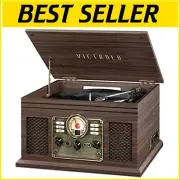 Espresso 6-in-1 Turntable with Bluetooth, CD, Cassette Player & AM/FM Radio