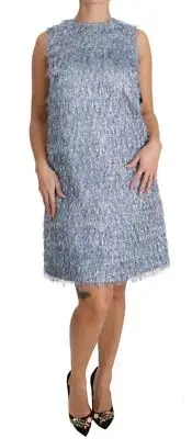 Dolce & Gabbana Elegant Light Blue Fringe Shift Women's Dress Authentic
