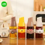 【LINE FRIENDS】熊大莎莉兔兔 自動開合玻璃油醋罐 500ML(油醋罐 調味罐 玻璃油壺)