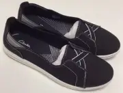 Clarks Cloudsteppers Women’s Breeze Skip Canvas Slip-Ons In Black Size 10