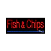 NEW “FISH & CHIPS" UNDERLINE 27x11 SOLID/ANIMATED LED SIGN wCUSTOM OPTIONS 20547
