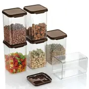 Plastic Airtight Food Storage Containers Set for Kitchen Pantry (Set of 6 Black)