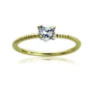 Women 14K Gold 0.5ct Heart CZ Accent Stone Braid Rope Band Wedding Promise Ring