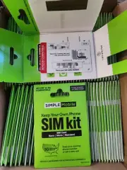 LOT OF 100 SIMPLE Mobile Bring Your Own Phone SIM Card Kits (Verizon network)