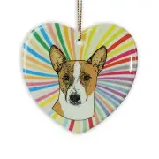 Basenji Heart Ornament - Ceramic