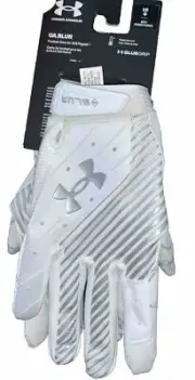 Under Armour Blur Mens Large Football Gloves Adult Glue Grip White MSRP $50