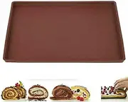 TXHFYKH Swiss Roll Cake Mat, Silicone Mats for Baking, Large Swiss Roll Cake Mat Flexible Silicone Baking Mat, Silicone Nonstick Baking Rug Mat Silicone Mould, 14.7 * 11.8 * 0.7 in - Brown