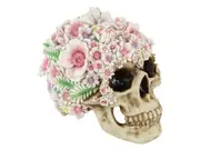 Skull Ornament in Colourful Floral Design Outdoor & Garden Resin 19cm