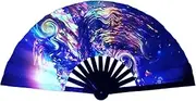 lyanny Dance Fans - Glowing Kung Fu Tai Chi Chinese Craft Fan | Stage Performance Show Fluorescent Props Multi-Color Wedding Home Decoration For Men Women