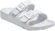 [HUICHANGZJIA] Generic Woman's Double Buckle EVA Sandals Comfortable Rubber Waterproof Plastic Two Strap Footbed Foam Slip on Slide Sandals (White, 41)