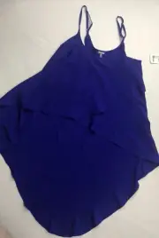 Charlotte Russe Sz XS Chiffon Tank Scalloped Dress Long Top Shirt Purple Blue