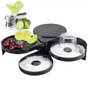 3-Tier Bar Glass Rimmer Bartender Tool with Sponge 3-Tray Black Plastic Glass...