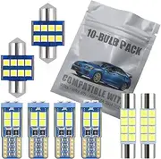 EBAIFUN 10-pc White LED Interior Light Kit Compatible with 2004-2021 Subaru WRX/WRX STI/Impreza Map Dome Trunk Vanity Mirror Trunk License Plate Light Bulb Replacement Super Bright 6000K Package