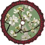 [VPPUR] Dogwood Blossoms Print Xmas Tree Skirt Santa Xmas Decor Holiday Party 48''36''30''Christmas Tree Skirt