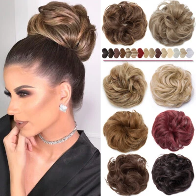 Rose Curly Messy Bun Real as human Hair Piece Scrunchie Updo Wrap Hair Extension