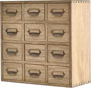 KIRIGEN Wooden Desk Storage Cabinet 12 Drawers Mini Chest with Metal Handles Desktop Organizer Storage Box for Home Office Dark Brown(12CG-DBR)
