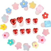 VINTORKY E Separator Set 24 Pcs Flower Star Heart Nail Art Toe Separators Silicone Toe Spacers for Pedicure Home Salon Use