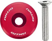 uxcell 1 1/4" OD Bike Headset Stem Top Cap Aluminum Alloy Cycling Headset Cover Stem with M6 Bolt for MTB Road Mountain Bicycle, Red