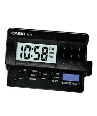 CASIO 卡西歐 方便攜帶的電子鬧鐘款，按鍵盤可收起節省空間，搭配LED照明與貪睡鬧鈴功能 ( PQ-10 D -1)