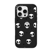 iPhone 16 Pro Impact Case Cute White UFO Space Alien Drawing Pattern