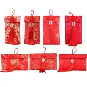 Chinese Silk Red Envelope with Buckle Gifting Blessing Baby Shower Money