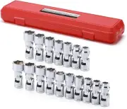 New 17-piece 3/8" Drive Universal Joint Socket Set, 6 Point, SAE & Metric...