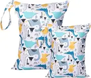 [DOINEUFL] Wetbag Nursery Large (2 Pieces) Waterproof and Reusable, Wet Bag with Zip, Wet Bag Swimming Items for Toddler Nappies, Travel, Beach and Pool, Blue, Fashion