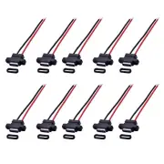 10PCS Type-C 2Pin Welding Wire Female Waterproof Female Socket Rubber Charging