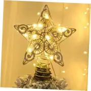 Star Tree Topper with 20 LED Lights, Metal Lighted Treetop Ornaments, Golden