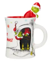 Dr. Seuss How The Grinch Stole Christmas Merry Grinchmas Mug 3D Peeking Figure