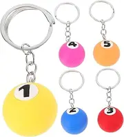 Toyvian 5pcs Billiard Keychain Durable Pool Ball Key Rings for Bags Purses Creative Sports Accessories Realistic Key Pendants for Keyrings Decorative Charms