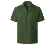 Men’s Short Sleeve Shirt Casual Summer Beach Button Down Shirts-Military Green