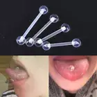 10Pcs Acrylic Clear Soft Bar Tongue Ring Helix Piercing Sexy Body Jewe-jv