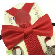 "RED" Matching Suspender & Bow-Tie Set Kids Toddler Baby Boys Girls (USA)