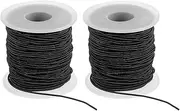 uxcell Elastic String for Bracelet 164 Ft/50 Meter Length 1.2 mm Dia, 2 Roll Sturdy Stretchy String Cord for Jewelry Making Necklace Beading Craft DIY, Black