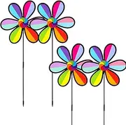 Wind Spinners Outdoor, Set of 4 Petal Shape Colorful Yard Pinwheels, Weather-Resistant, Spring Decor for Festival Family Activities Park Exhibitions