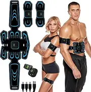 WARDBES EMS Abdominal Muscle Trainer, Electrostimulation Muscle Stimulation Abdominal Muscle Trainer, ABS Stimula for Abdominal/Arms/Legs, EMS Muscle Stimulator, EMS Training Device, 6 Modes & 9