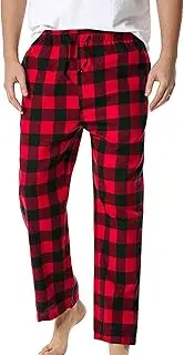 [JEShifangjiusu] Men’S Plaid Pajama Pants with Pockets Cotton Lightweight Drawstring Pants Long Lounge Sleep Pyjama Bottoms